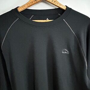 LLBean Mens XXL Black Midweight Base Layer Performance Pullover Top Crew Neck